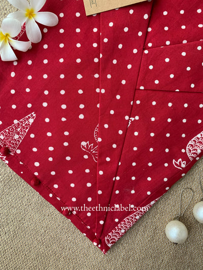 "Samra" Hand Block Printed Dark Red Cotton kurta