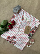 "Nysa" Hand Block Printed White Cotton kurta