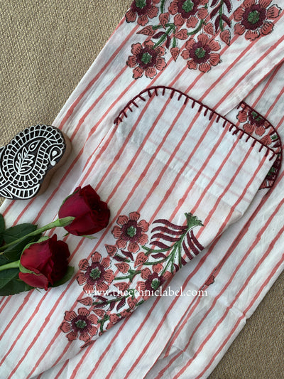 "Nysa" Hand Block Printed White Cotton kurta