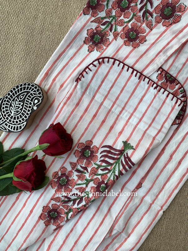 "Nysa" Hand Block Printed White Cotton kurta