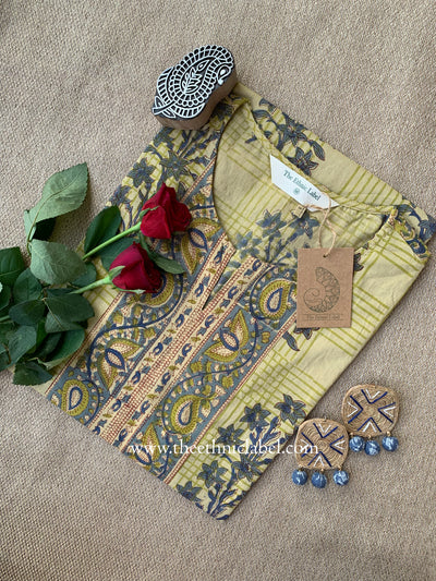 "Ananta" Hand Block Printed Beige Cotton kurta
