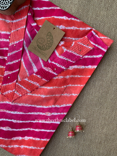 "Sahiba" Lehriya Printed Cotton kurta