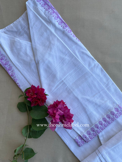 "Chaand" White Embroidered Cotton Kurta