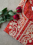 "Alankrita" Bandhani Red Embroidered Cotton Kurta