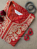 "Alankrita" Bandhani Red Embroidered Cotton Kurta