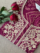 "Rehza" Bandhani Magenta Embroidered Cotton Kurta
