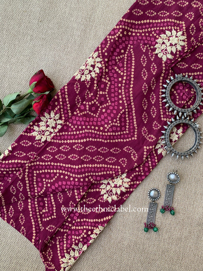 "Rehza" Bandhani Magenta Embroidered Cotton Kurta