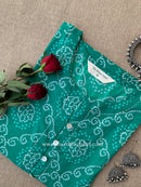 "Ratnali" Bandhani Green Kantha Cotton Kurta