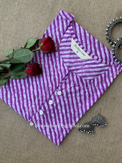 "Zafra" Lehriya Printed Purple Cotton kurta