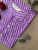 "Zafra" Lehriya Printed Purple Cotton kurta