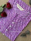 "Zafra" Lehriya Printed Purple Cotton kurta