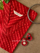 Jvalani Lehriya Printed Red Cotton kurta