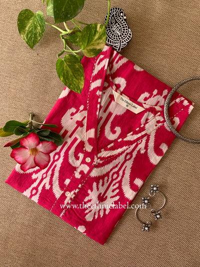 "Shonika" Ikat Pink Cotton kurta