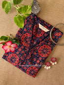 "Kalaa" Printed Blue Cotton kurta - XS