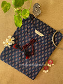 "Nihaar" Blue Booti tassel Cotton kurta - Big Size