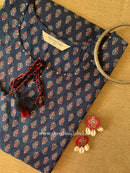 "Nihaar" Blue Booti tassel Cotton kurta - Big Size