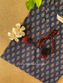 "Nihaar" Blue Booti tassel Cotton kurta - Big Size