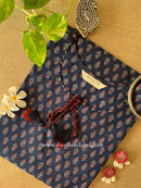 "Nihaar" Blue Booti tassel Cotton kurta - Big Size