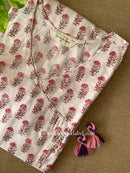 "Shafa" White Cotton kurta - Big Size- 3XL