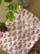 "Shafa" White Cotton kurta - Big Size- 3XL