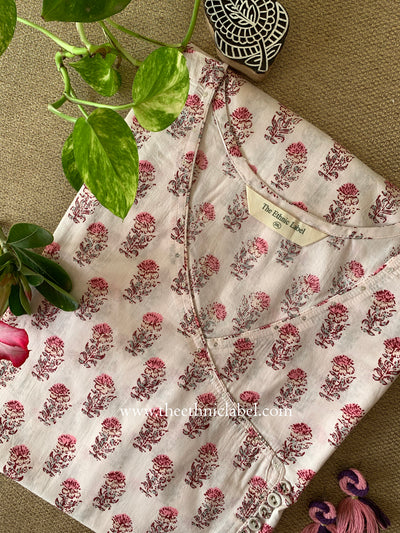 "Shafa" White Cotton kurta - Big Size- 3XL