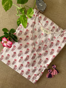 "Shafa" White Cotton kurta - Big Size- 3XL