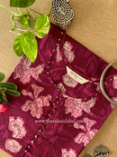"Manikya" Wine Buttoned Cotton kurta - Big Size