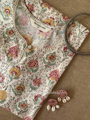 "Patala" Cream Cotton kurta - Big Size - 5XL