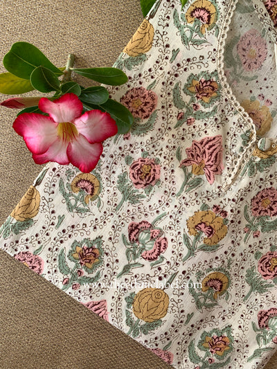 "Patala" Cream Cotton kurta - Big Size - 5XL