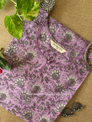 "Vibhu" Lavender Laced Cotton kurta - Big Size