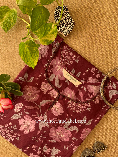 "Pushpika" Wine Laced Cotton kurta - Big Size