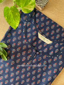 "Yug" Blue Booti Cotton kurta - Big Size