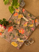 "Aekta" Grey Floral Cotton kurta Big size- 4XL