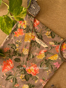 "Aekta" Grey Floral Cotton kurta Big size- 4XL