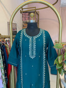 "Simran" hand embroidered Silk Kurta Set(2pc)