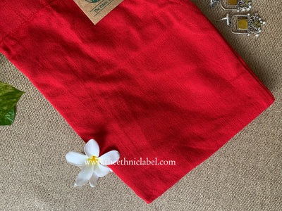 Red Slub Cotton Straight Pants