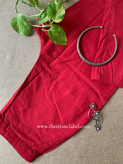 Maroon Slub Cotton Straight Pants