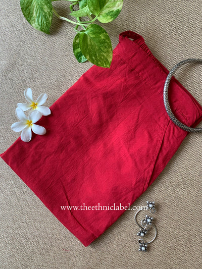 Maroon Slub Cotton Straight Pants