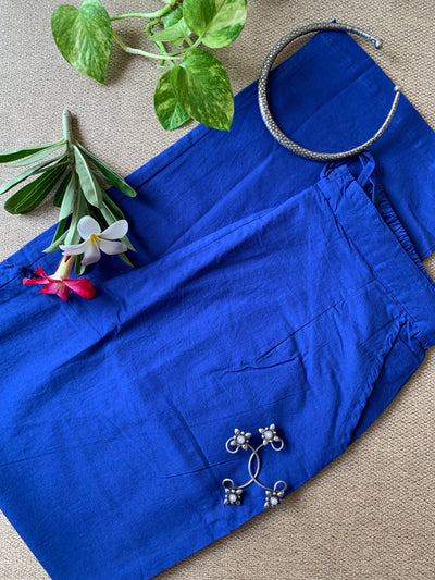 Blue Pure Cotton Straight Pants