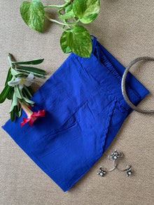 Blue Pure Cotton Straight Pants