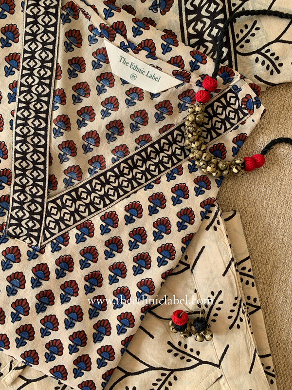 "Sukoon" Bagru Print Cotton Kurta Set with Cotton Dupatta(3pc)