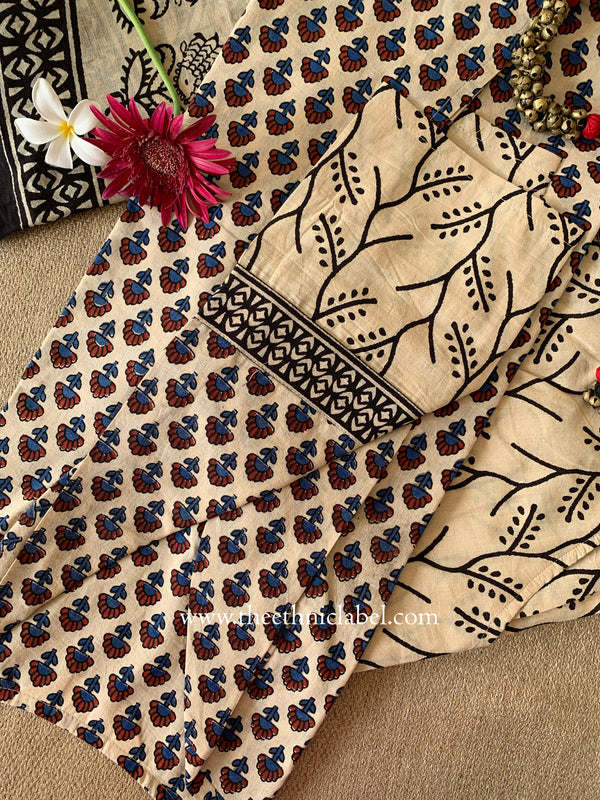 "Sukoon" Bagru Print Cotton Kurta Set with Cotton Dupatta(3pc)