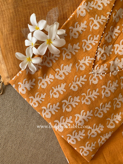 "Aftaab" Batik Print Cotton Kurta Set with Kota Doria Dupatta(3pc)