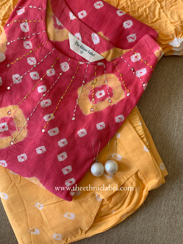 "Maaru" Bandhani Cotton Suit Set- 3pc