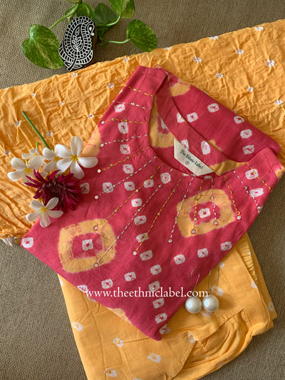 "Maaru" Bandhani Cotton Suit Set- 3pc