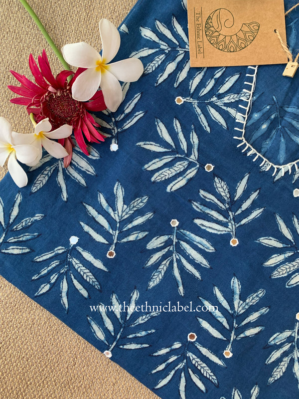 "Zunaira" Hand-embroidered Block Print Cotton kurta