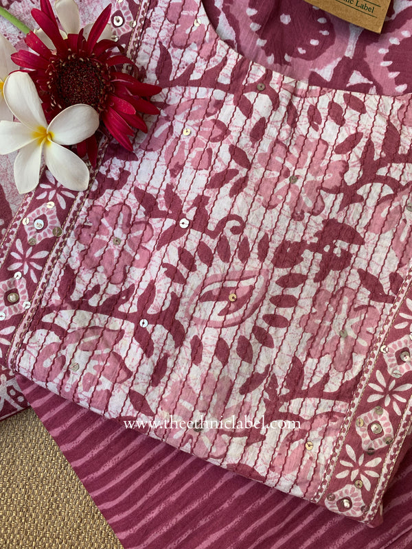 "Argha" Cotton Kurta Set with Cotton Dupatta(3pc)-M