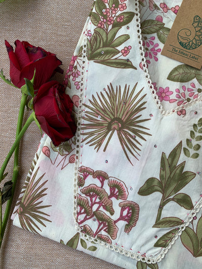 "Sukhee" Hand Block Printed Laced Cotton kurta