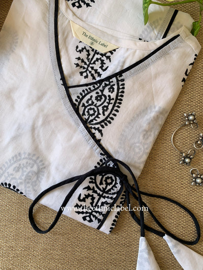 "Saral" Hand Block Printed Angrakha Cotton kurta