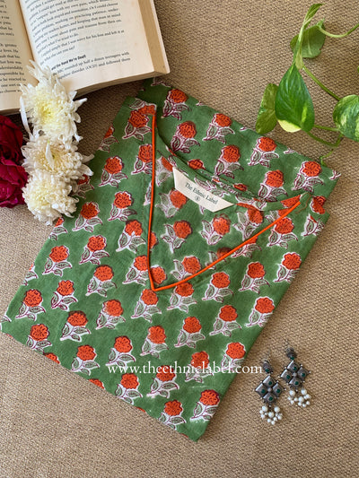 "Satva" Hand Block Printed  Cotton kurta